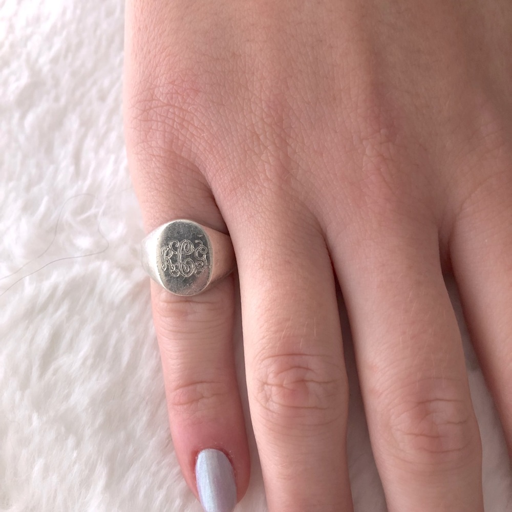 Silver signet ring with monogram